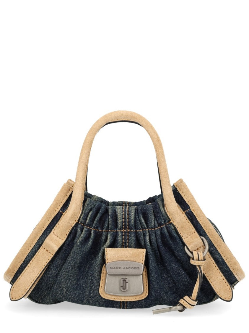Marc Jacobs Blue Suede Trim Gathered Denim Shoulder Bag