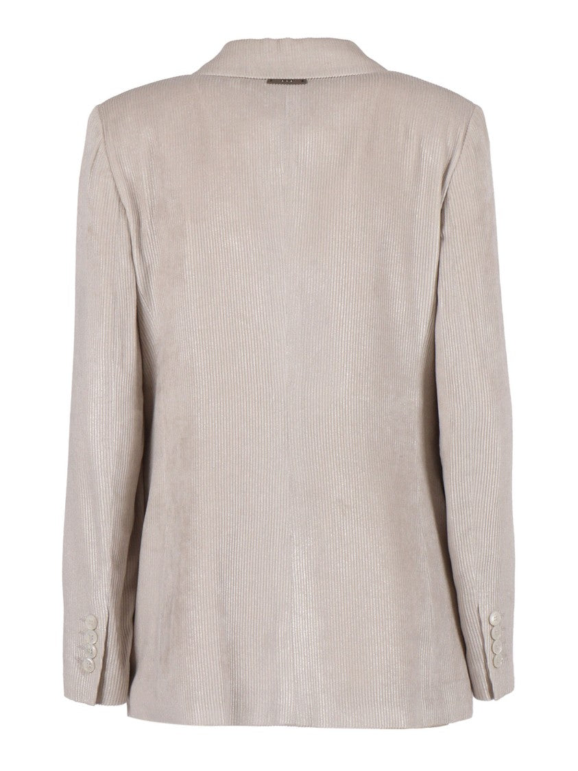 Peserico Double-Breasted Tailored Jacket With Ribbed Texture