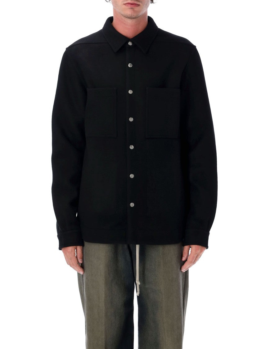 Rick Owens Melton Outer Shirt With Classic Collar