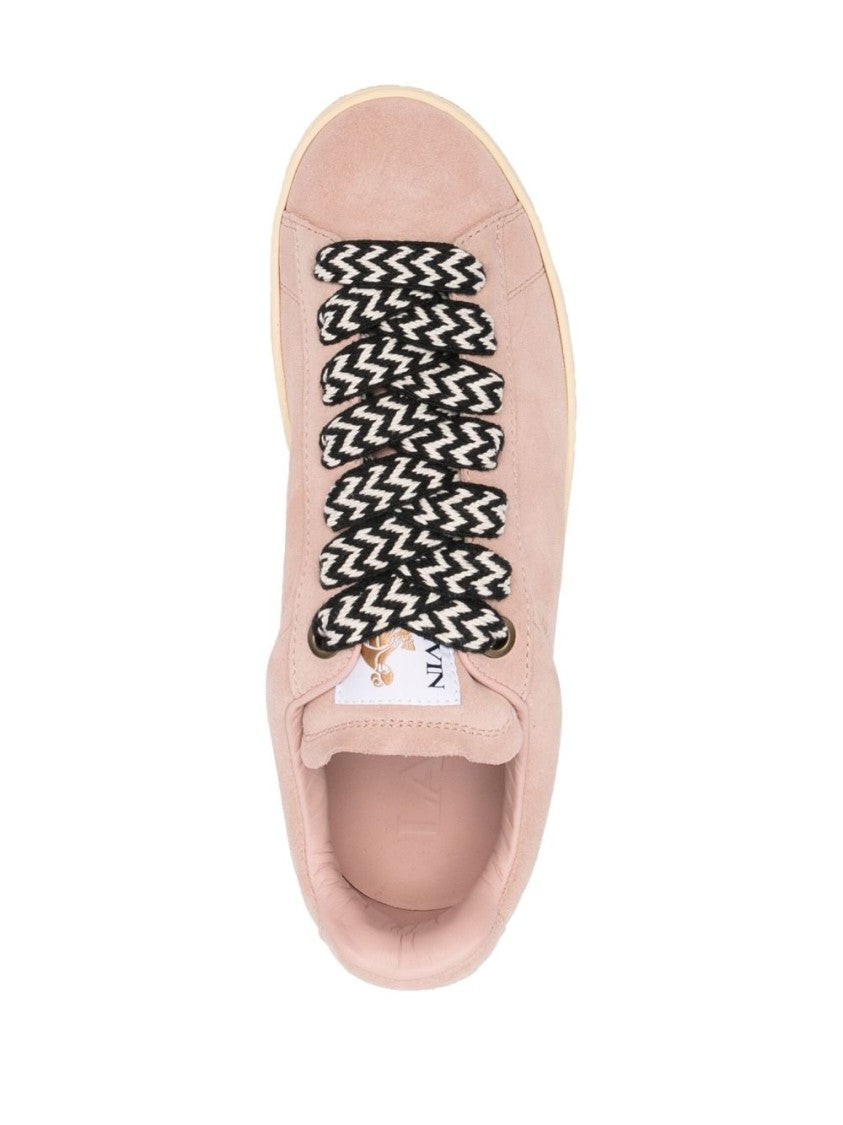 Lanvin Powder Pink Calf Suede Low-Top Sneakers