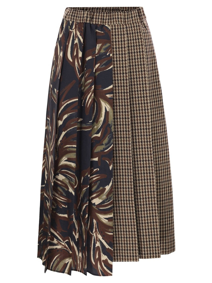 Max Mara Fanale - Pied De Poule Wool Pleated Skirt