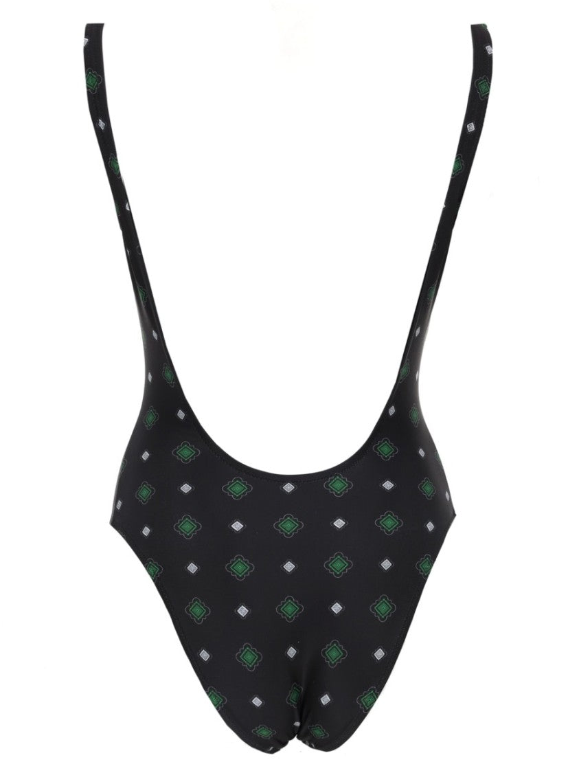 Moschino Teddy Graphic Diamond Pattern Swimsuit