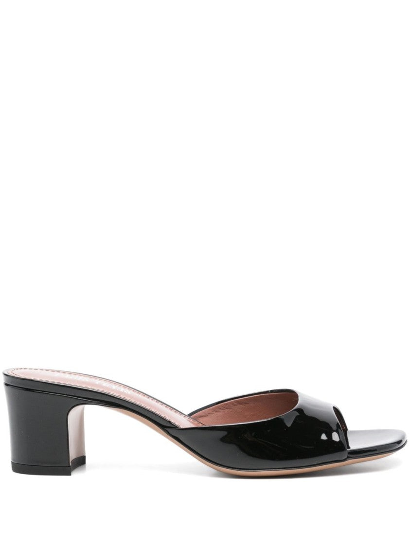 Paris Texas Open-Toe Mules With Glossy Finish And Mid-Height Block Heel