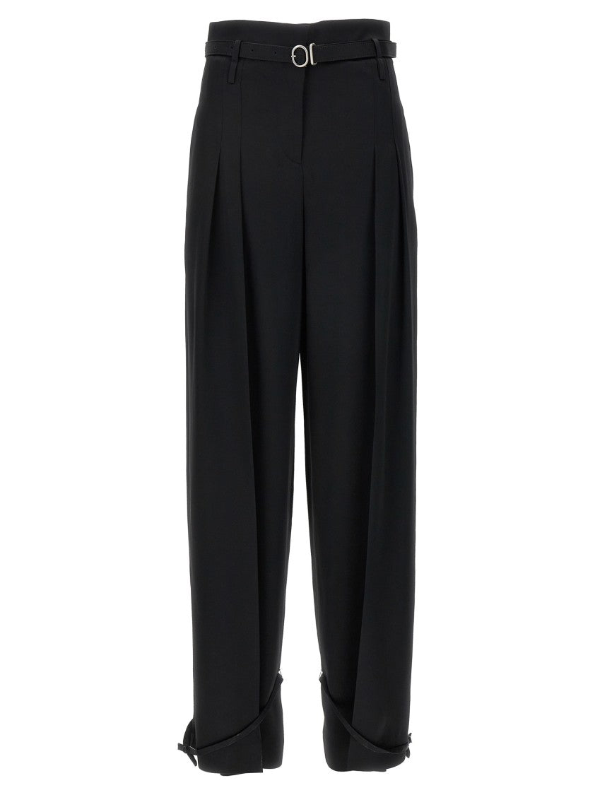 Jil Sander High-Waisted Tailored Trousers With Adjustable Ankle Straps