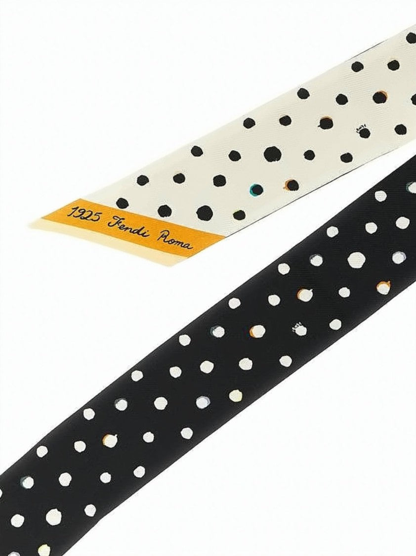 Fendi Elegant Dual-Tone Polka Dot Silk Scarf