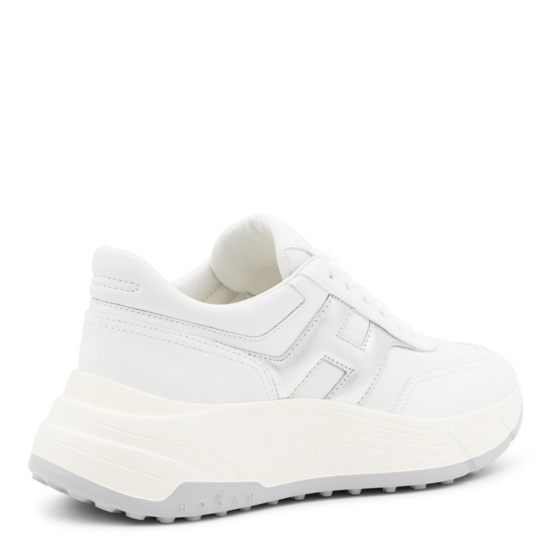 Hogan White And Silver Leather Sneakers