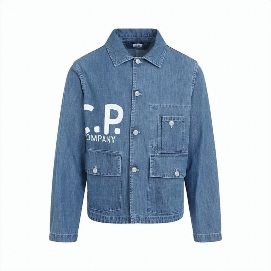 C.P. Company Classic Denim Jacket With Button Closure And Logo Detail