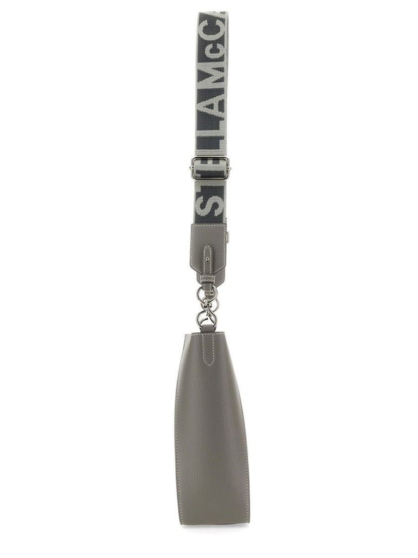 Stella Mccartney Structured Grey Shoulder Bag With Perforated Logo