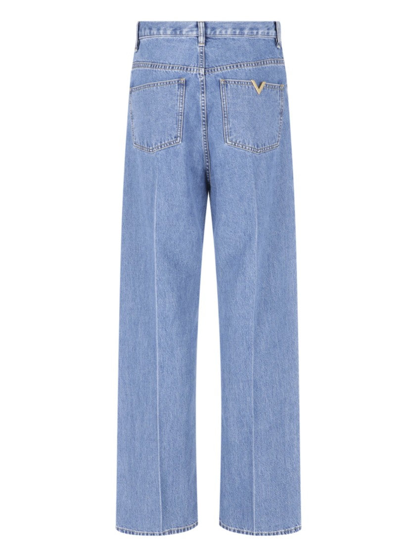 Valentino Light Blue Straight-Leg Jeans With High Waist