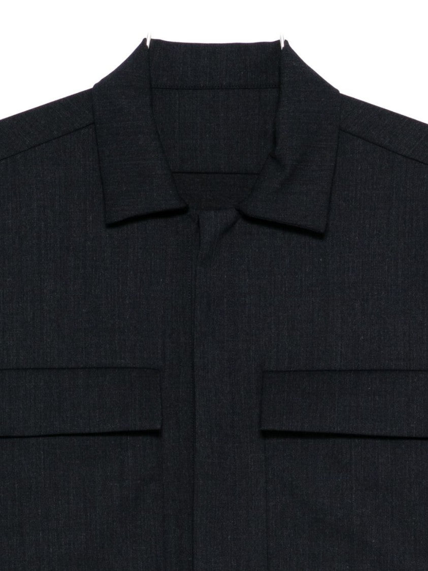 Nine In The Morning Classic Structured Collar Blue Shirt With Chest Pockets