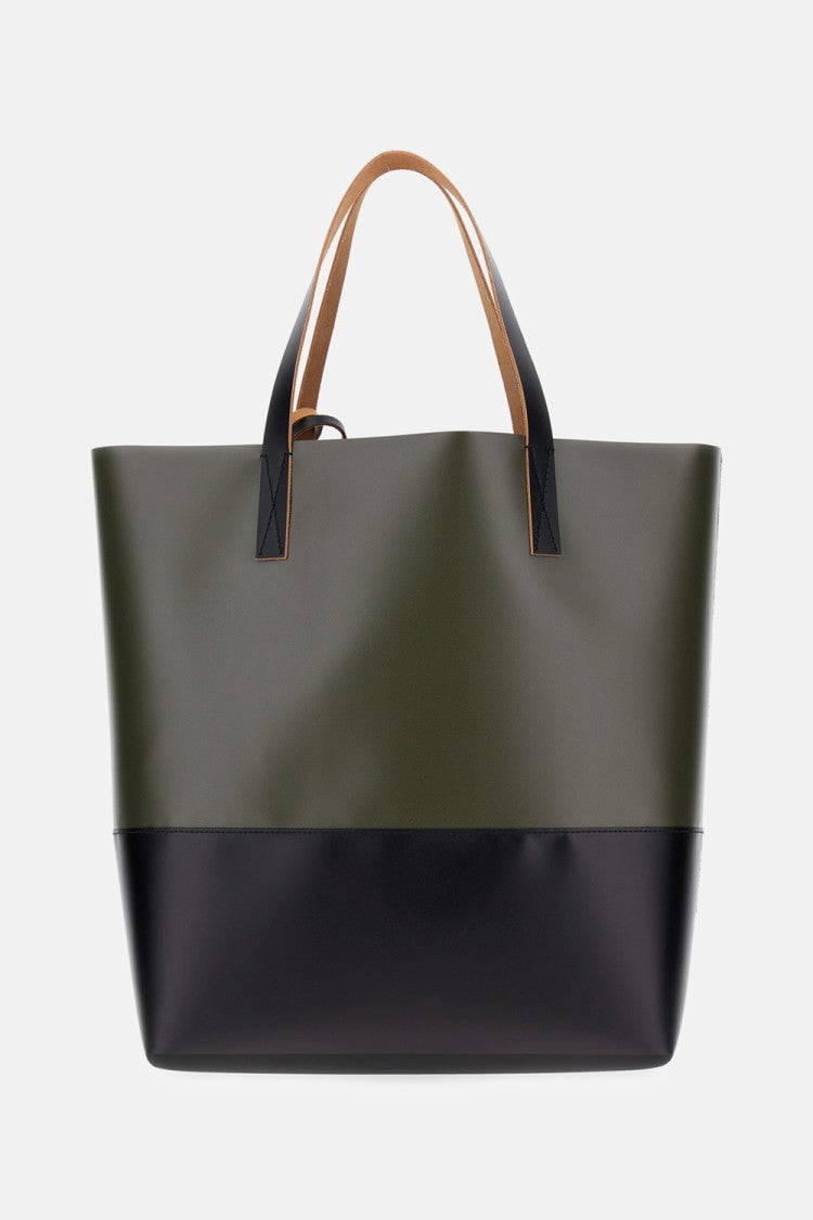 Marni Tribeca Leatherette Tote Bag With Embossed Trim And Logo Detail