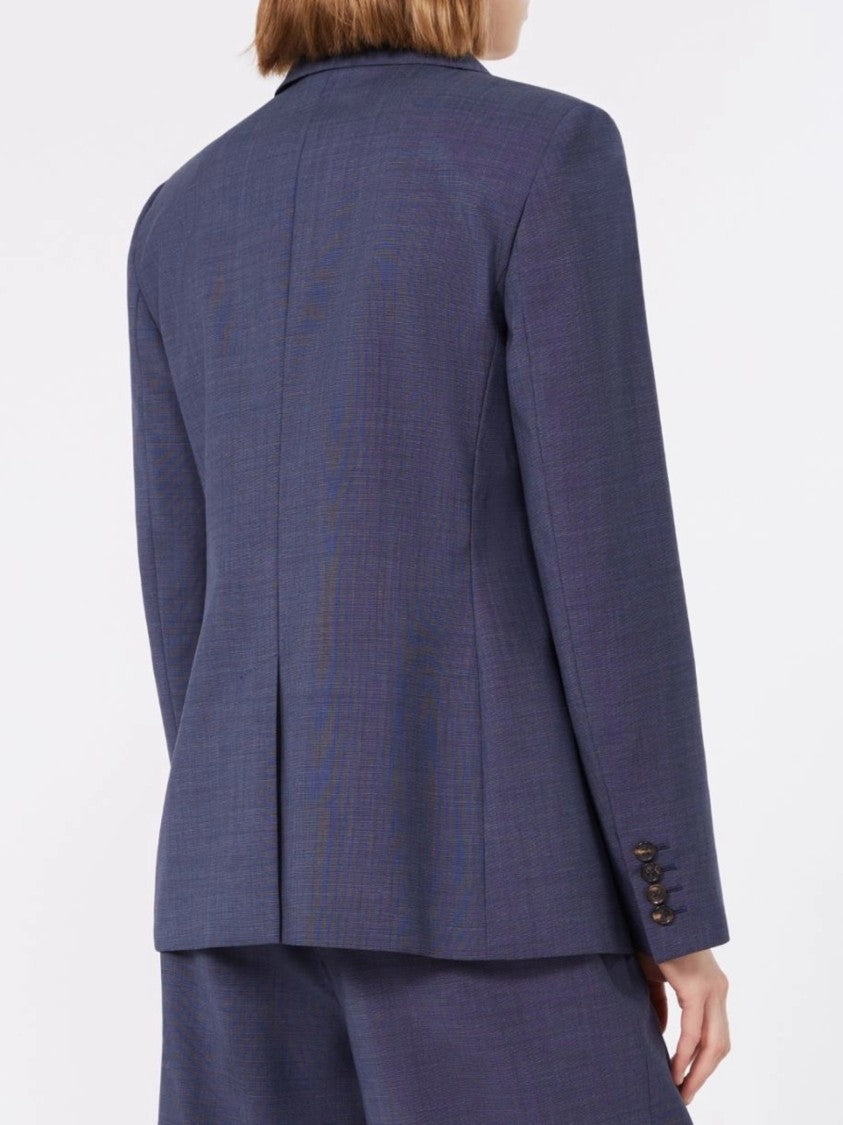 Max Mara Blue Mstumico Tailored Double-Breasted Blazer