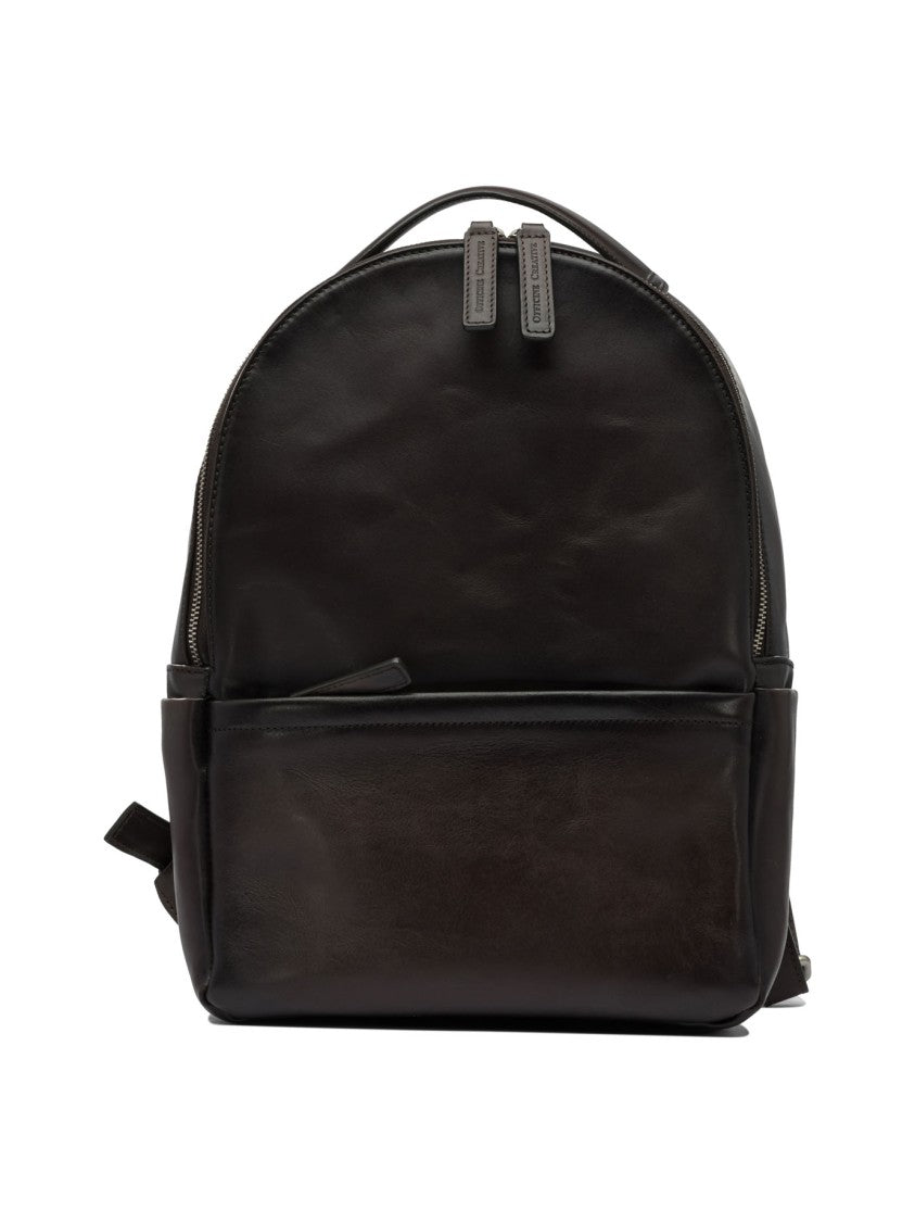 Officine Creative Smooth Leather Backpack With Rounded Top