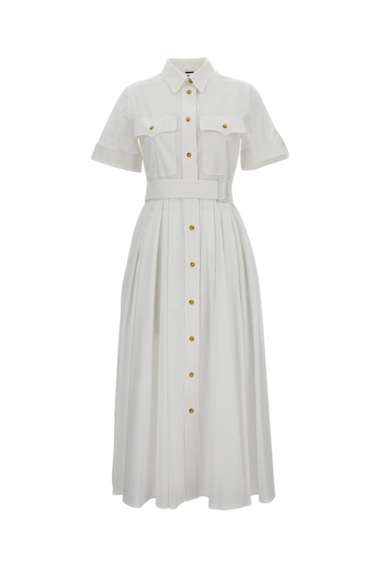Fay Short-Sleeved Cotton Midi Dress With Classic Shirt Collar