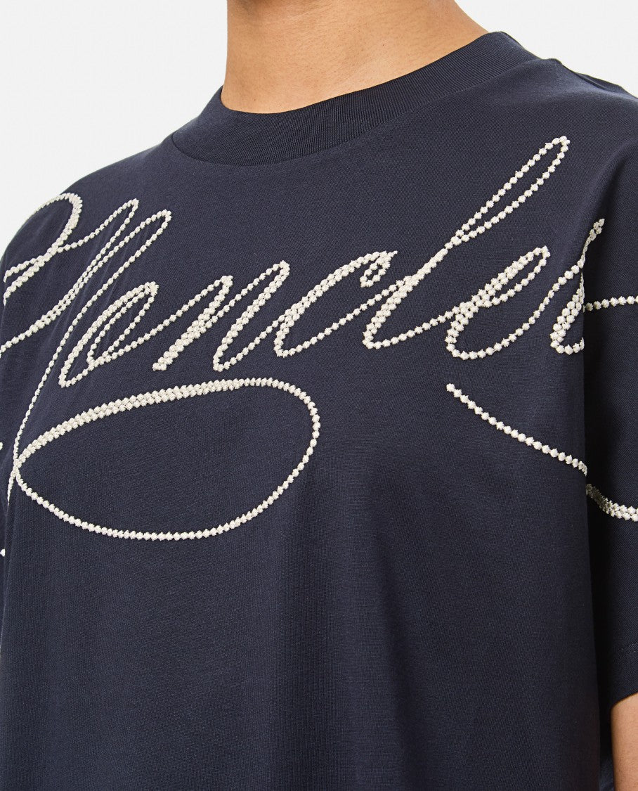 Moncler Relaxed-Fit Blue T-Shirt With Embroidered Logo