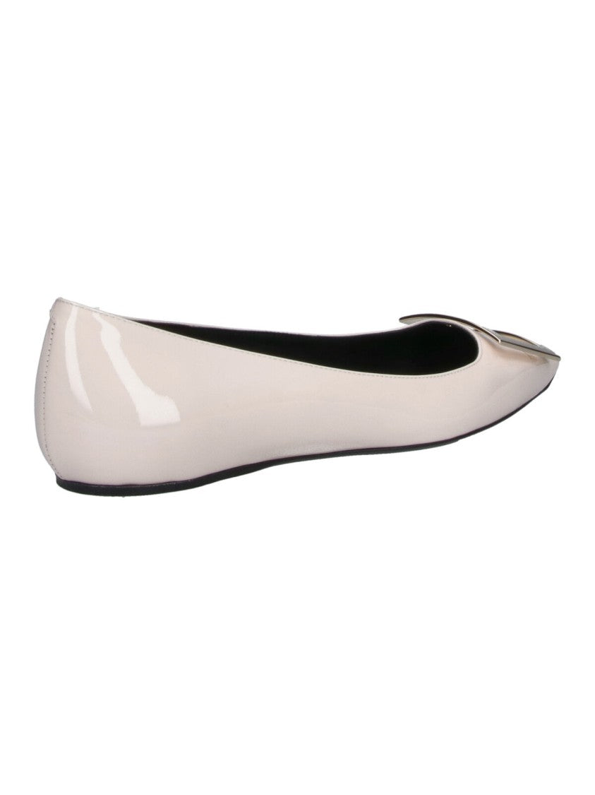 Roger Vivier White Gommette Glossy Calf Leather Flats