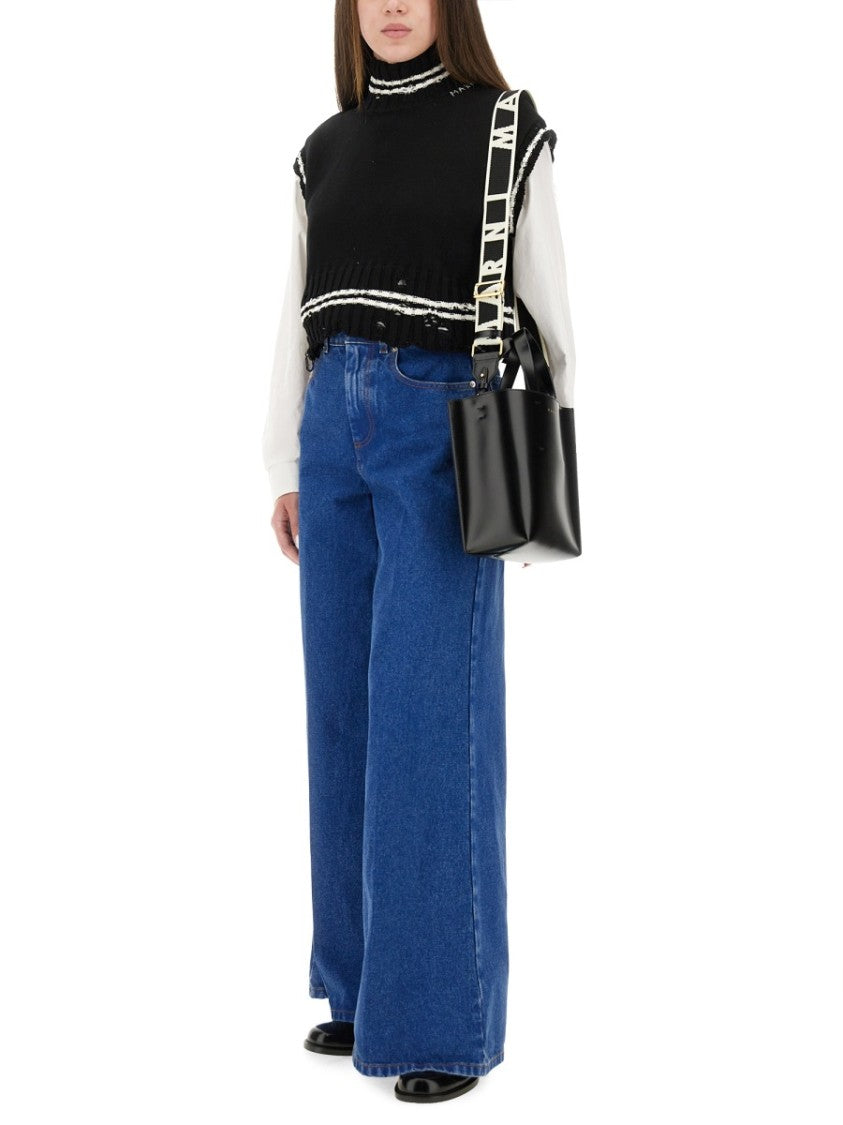 Marni Denim Wide Leg Jeans In Sturdy Cotton