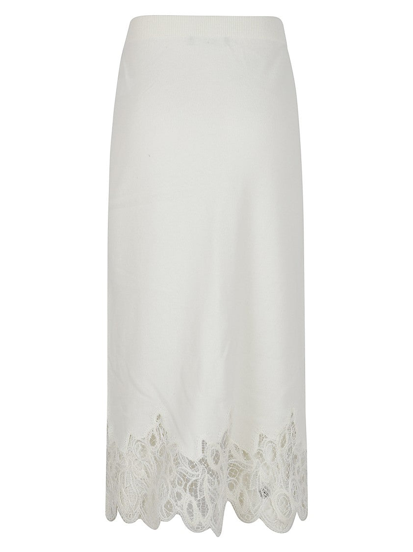 Fabiana Filippi High-Waisted Midi Skirt With Intricate Lace Trim