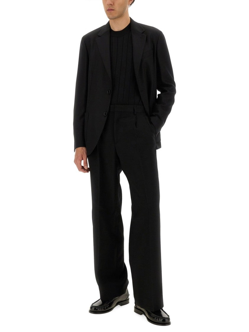 Balmain Classic Ribbed Black Silk And Cotton Knit