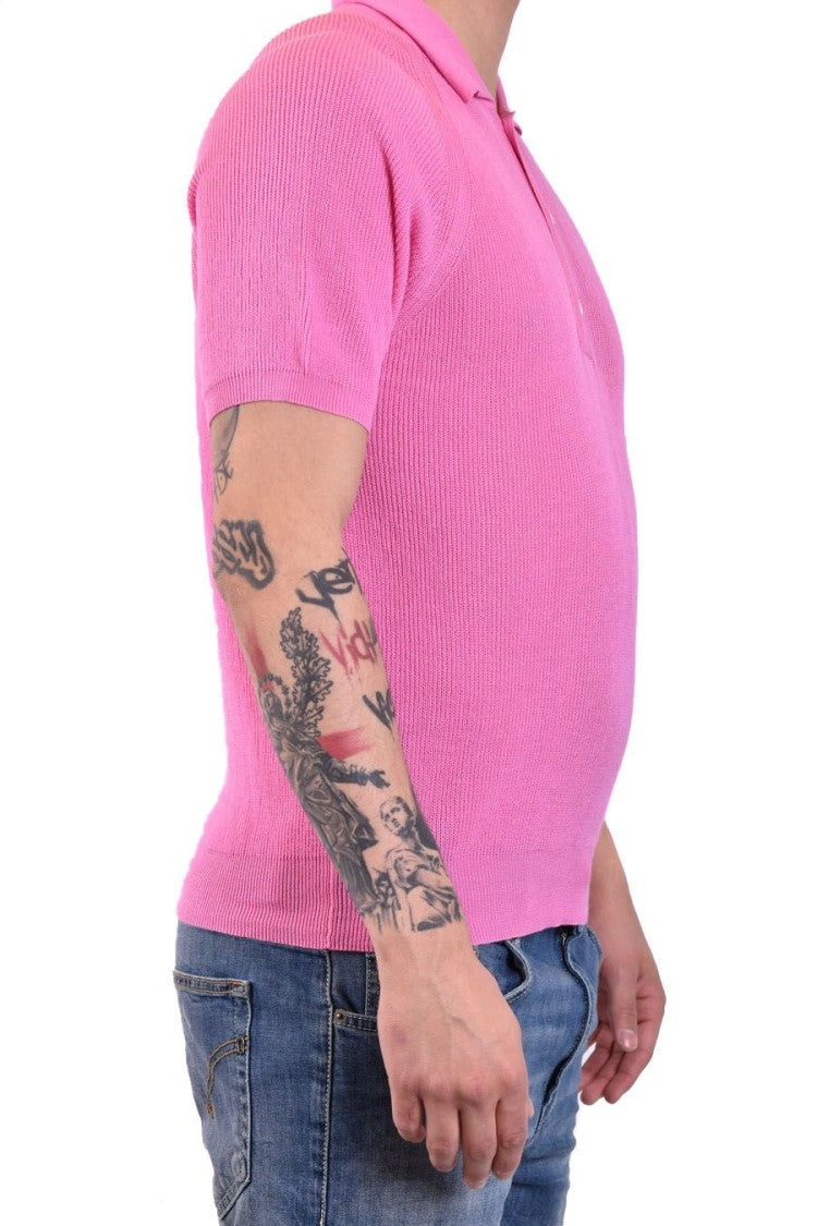 Laneus Textured Knit Polo Shirt Classic Collar