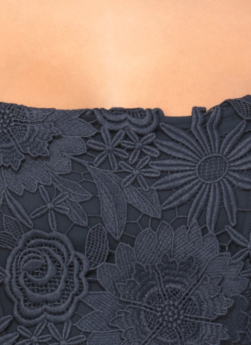 Rotate Intricate Lace Dress With Wide Neckline