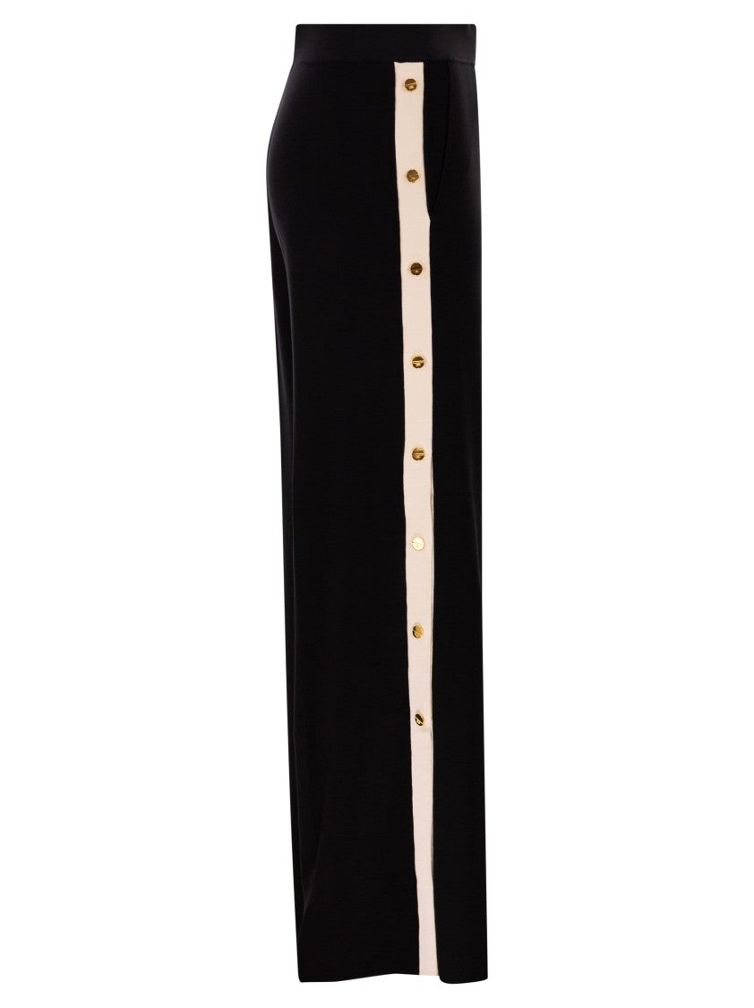 Elisabetta Franchi Knitted Trousers With Shiny Viscose Stripes