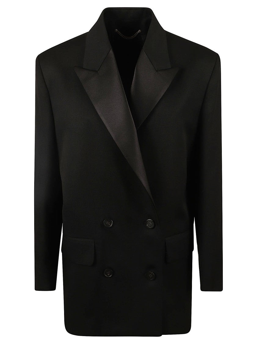 Golden Goose Double-Breasted Black Jacket With Satin Lapel