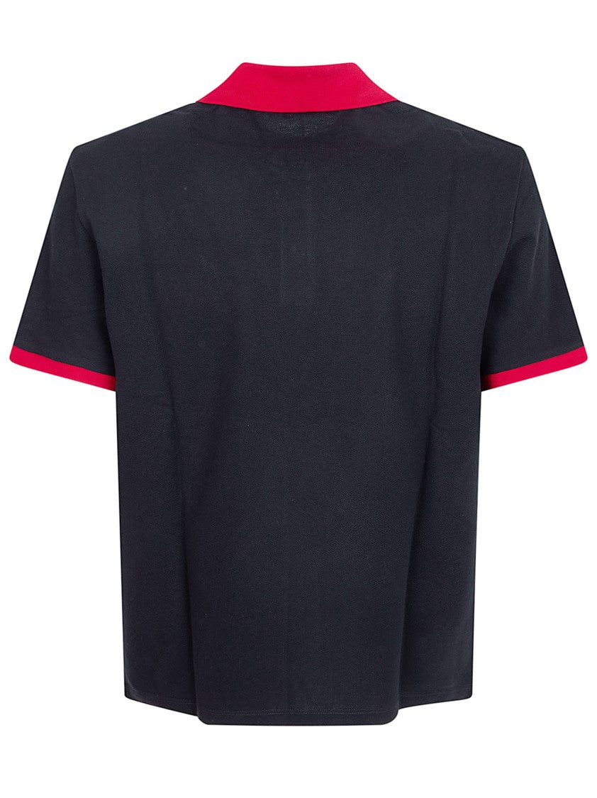 Versace Classic Black Polo Shirt With Contrasting Red Details