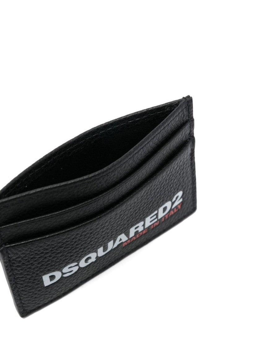 Dsquared2 Tumbled Leather Logo Cardholder Black