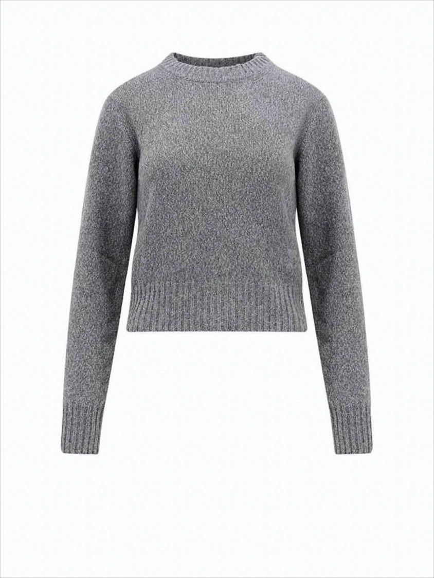 Ami Paris Cropped Heathered Cashmere And Wool Sweater