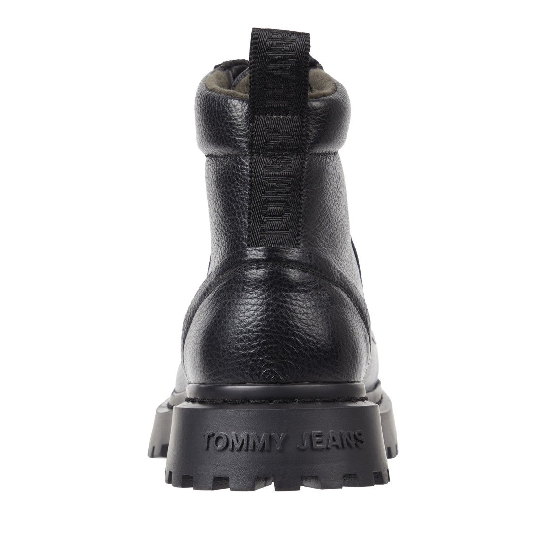 Tommy Jeans Black Rugged Padded Collar Leather Boots