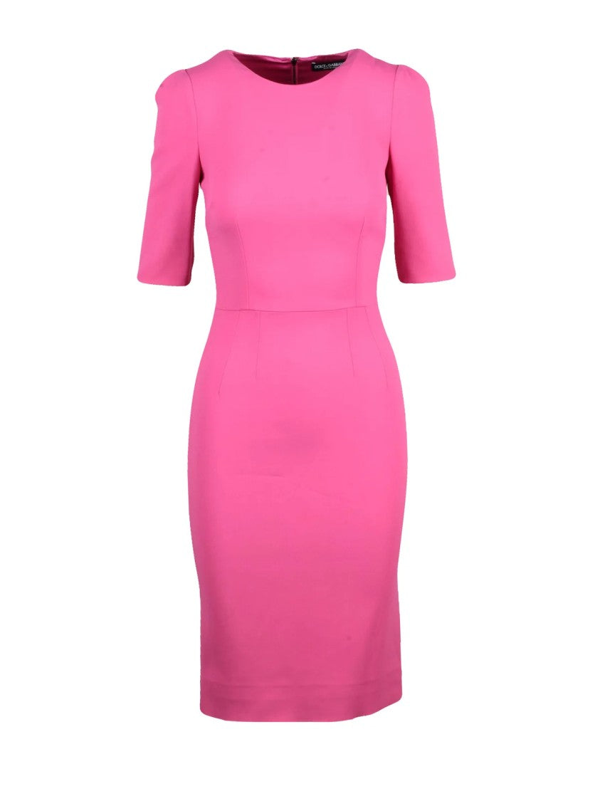 Dolce & Gabbana Refined Midi Sheath Dress With Short Sleeves And Structured Finish