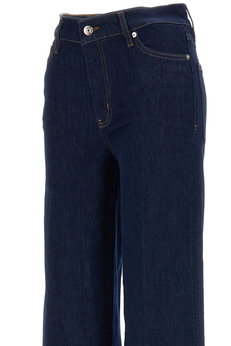 Frame Blue Stretch Cotton Le Slim Palazzo Jeans