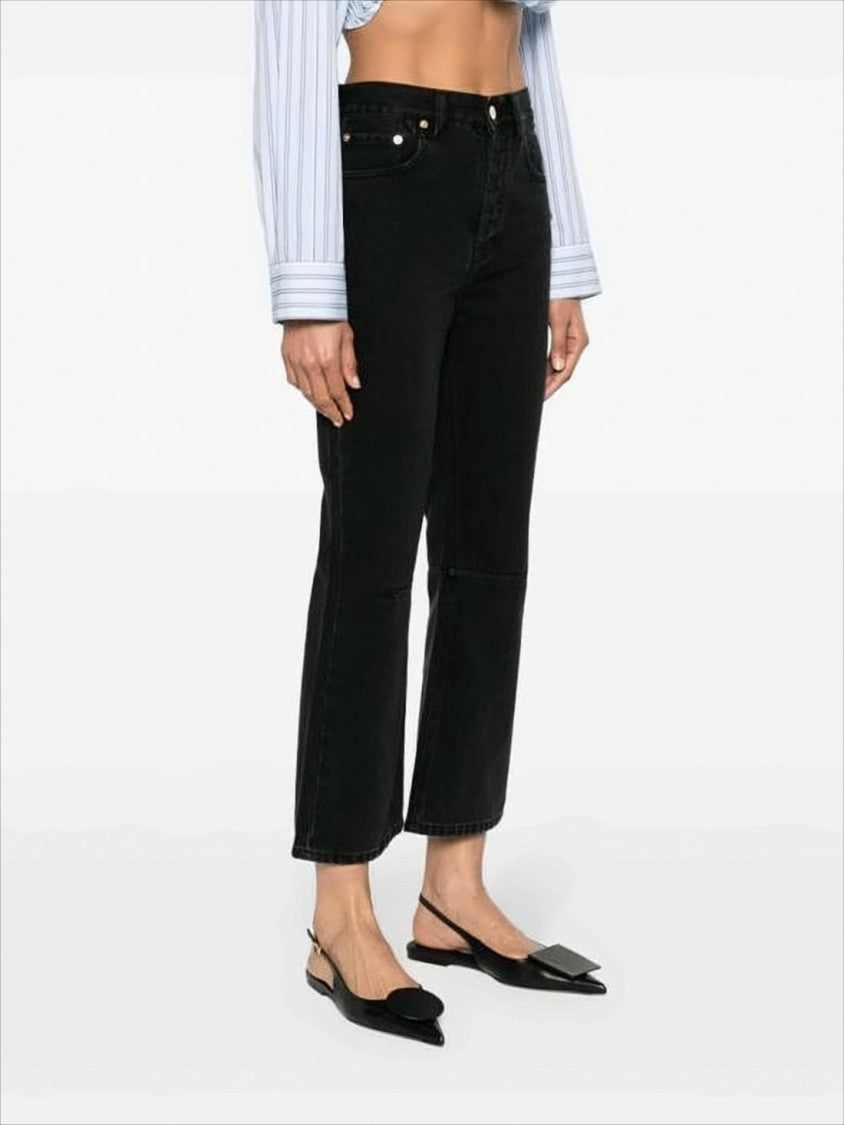 Jacquemus Cropped Black Denim Pants With Flared Leg