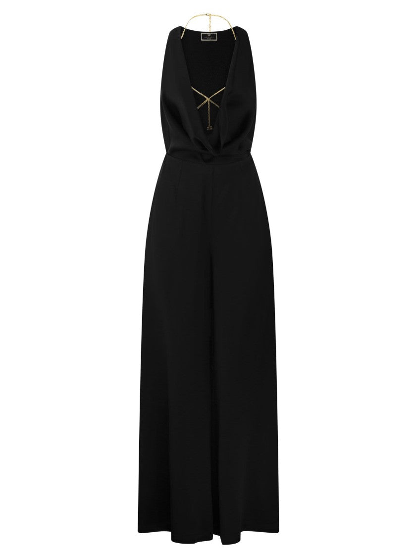 Elisabetta Franchi Fluid Crepe Jumpsuit With Bra Accessory