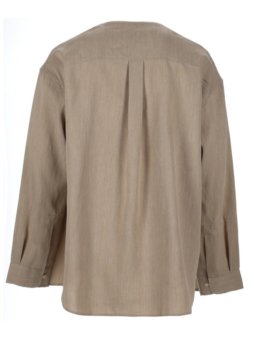 Jacquemus Neutral Pastro Loose Fitting Linen-Blend Shirt