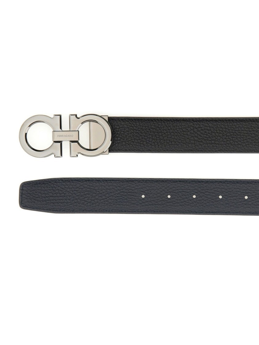 Ferragamo Reversible Textured Calfskin Belt