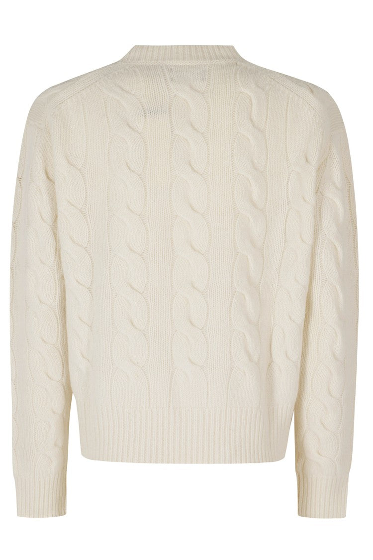 Polo Ralph Lauren Cream Cable Knit Sweater With Iconic Front Logo