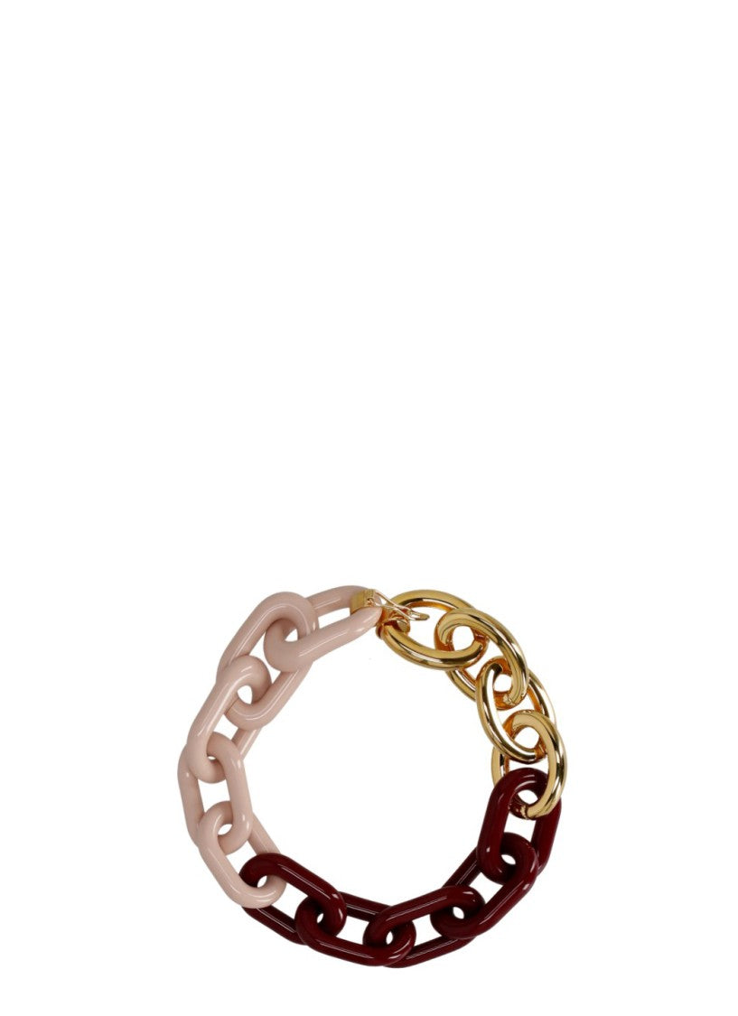 Marni Multicolor Resin And Metal Chain Necklace With Clip Closure