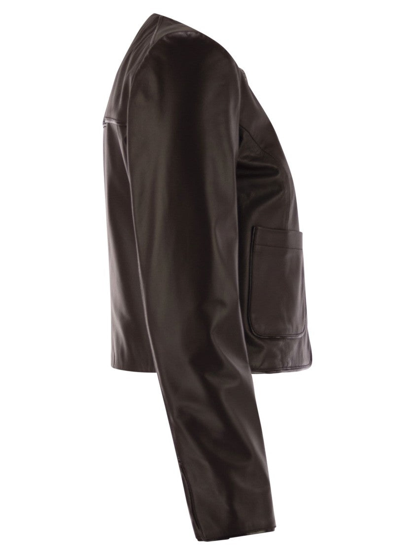 Elisabetta Franchi Leather Jacket With Vinyl Details