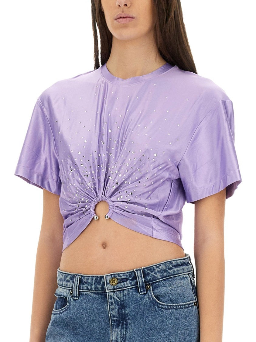 Rabanne Cropped Front Twist T-Shirt