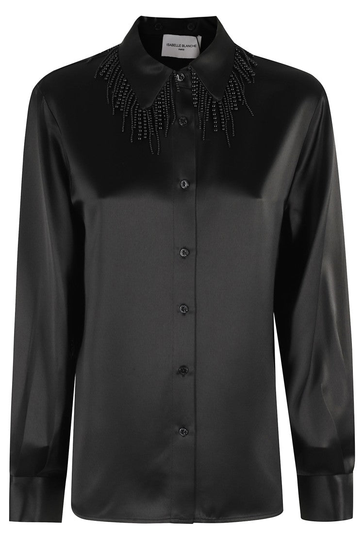 Isabelle Blanche Satin Shirt With Beaded Appliqués