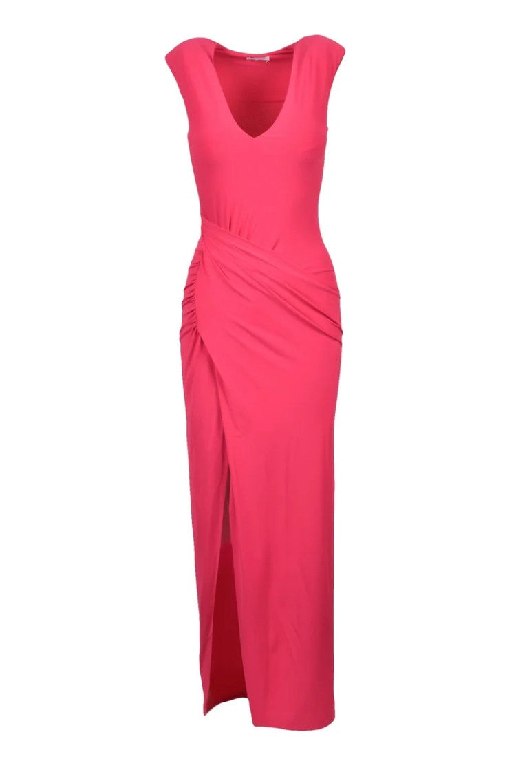 Patrizia Pepe Long Dress Side Slit - Fuchsia