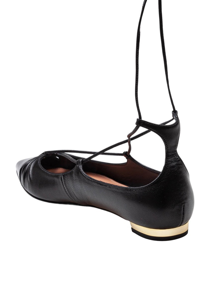 Aquazzura Black Nappa Gabi Flat
