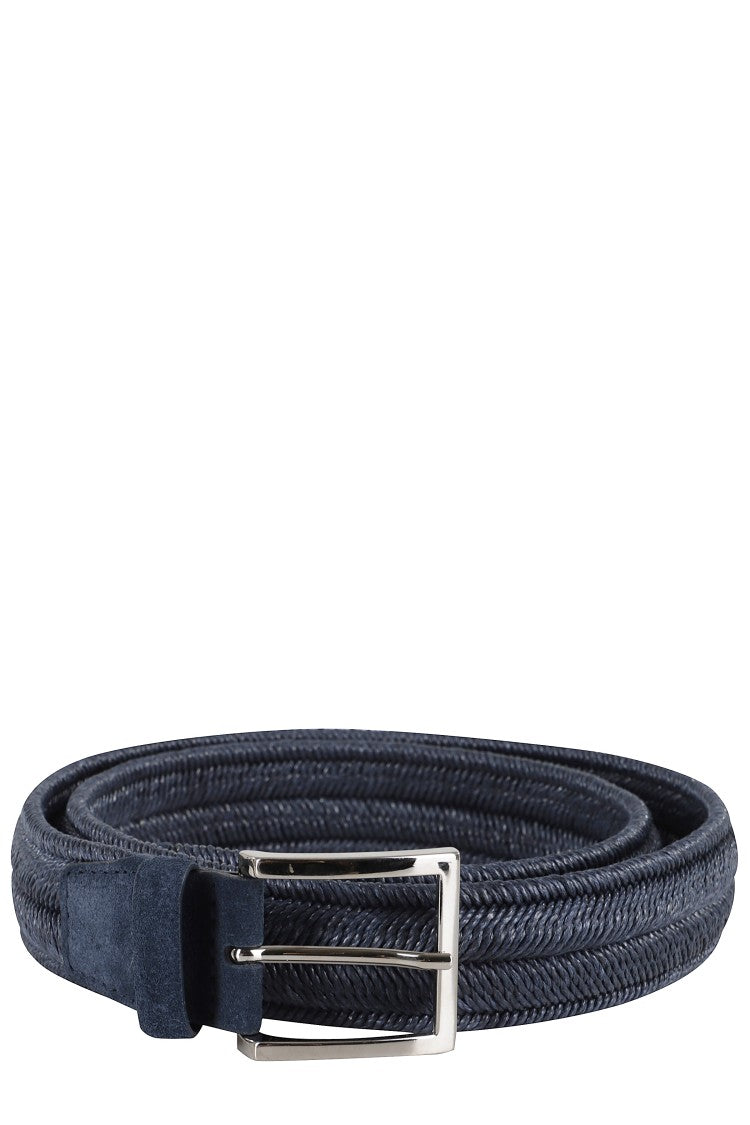 Orciani Woven Elastic Linen Belt With Metal Buckle