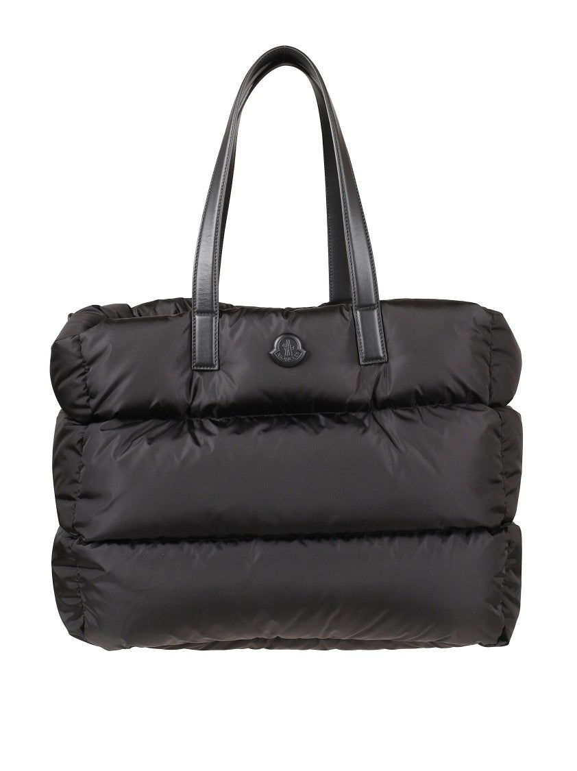 Moncler Padded Black Tote Bag With Quilted Puffer Exterior