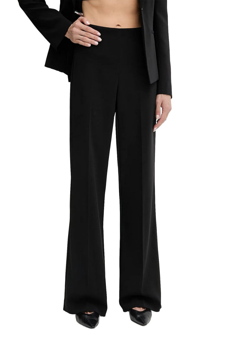 Patrizia Pepe Black Flared Tailored Polyester-Blend Pants