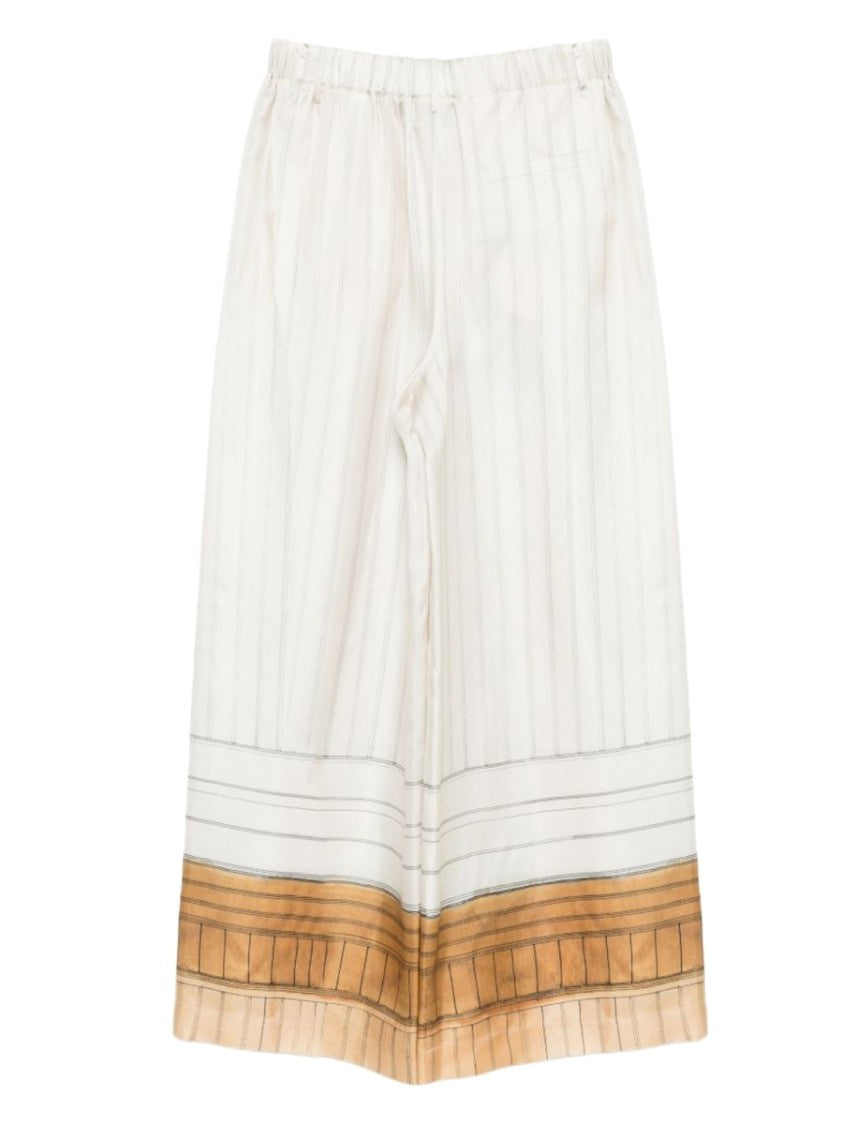 Alysi Wide Leg Pinstripes Silk Pants