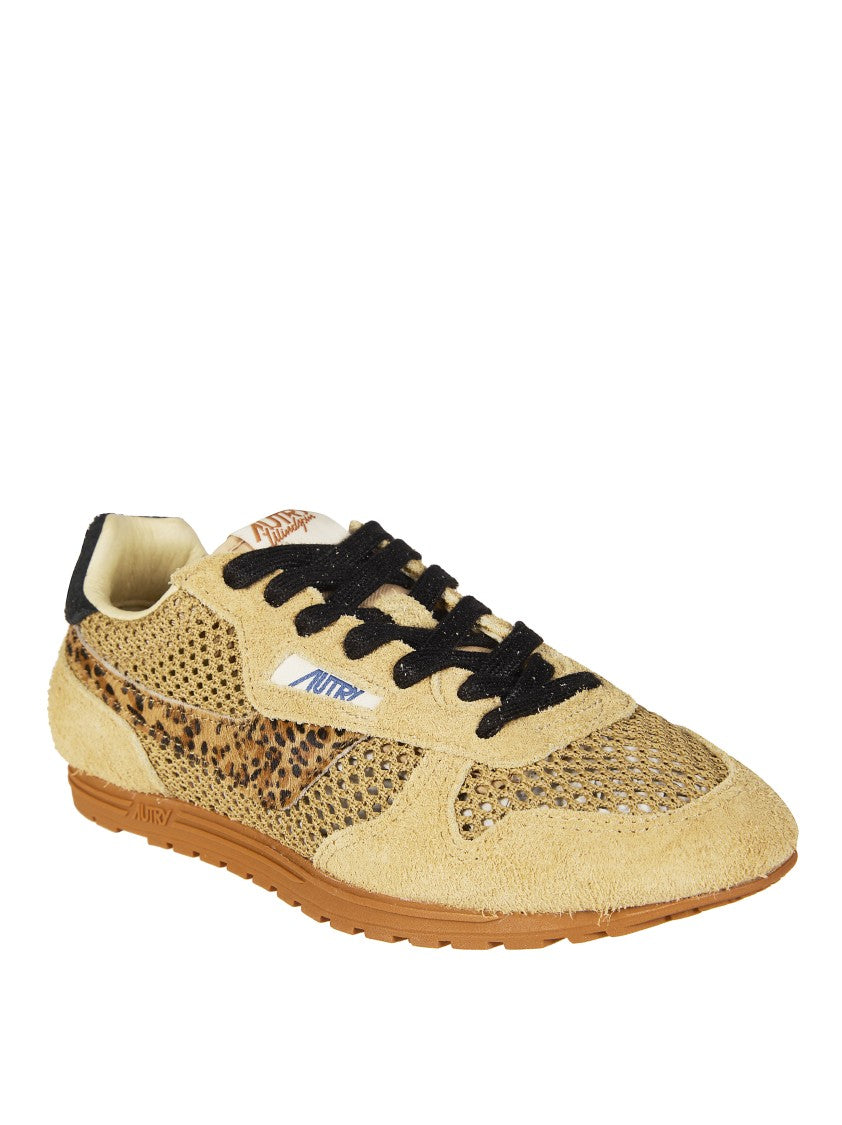 Autry Beige Suede Leopard Print Sneakers