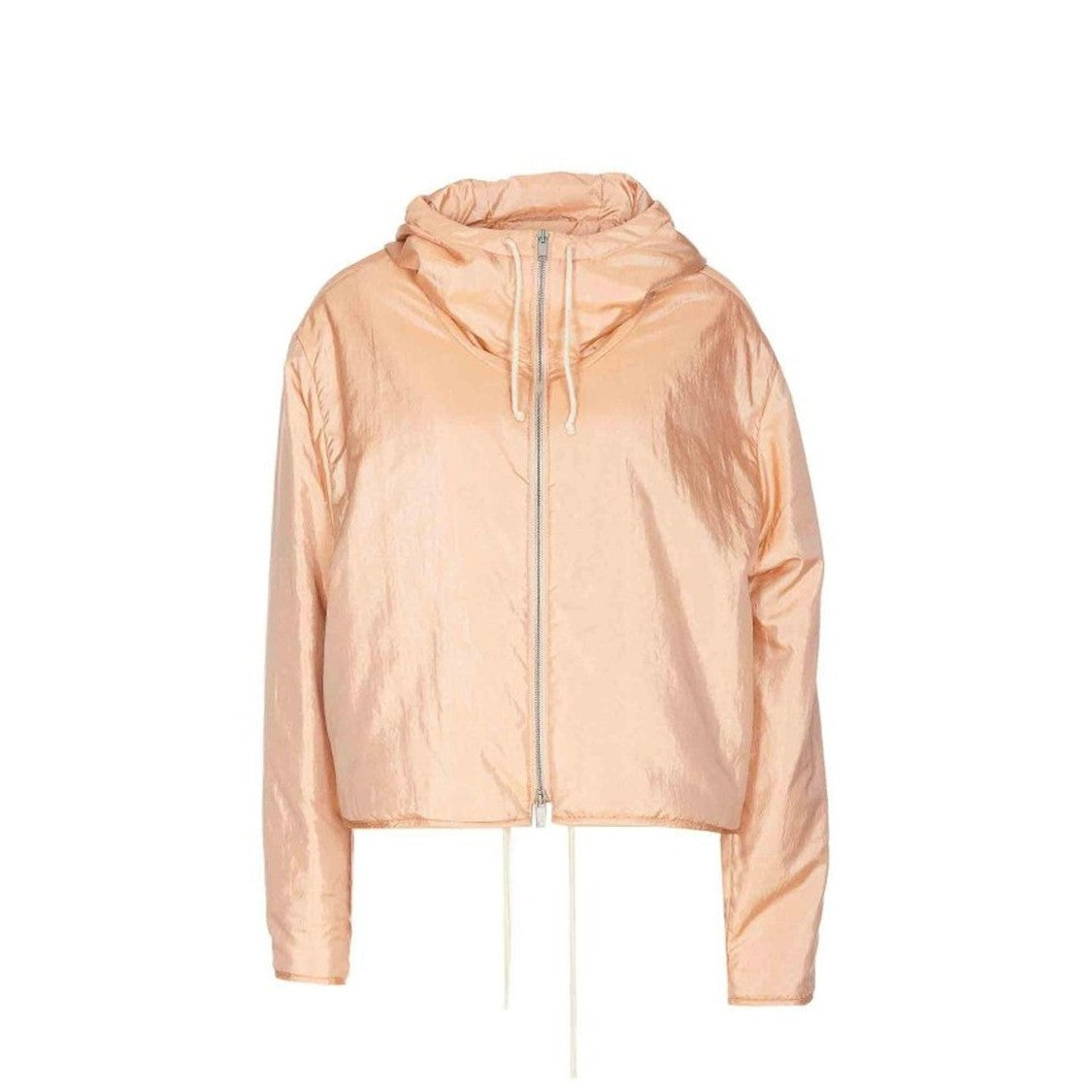 Jil Sander Blend Silk Zip-Up Hooded Jacket